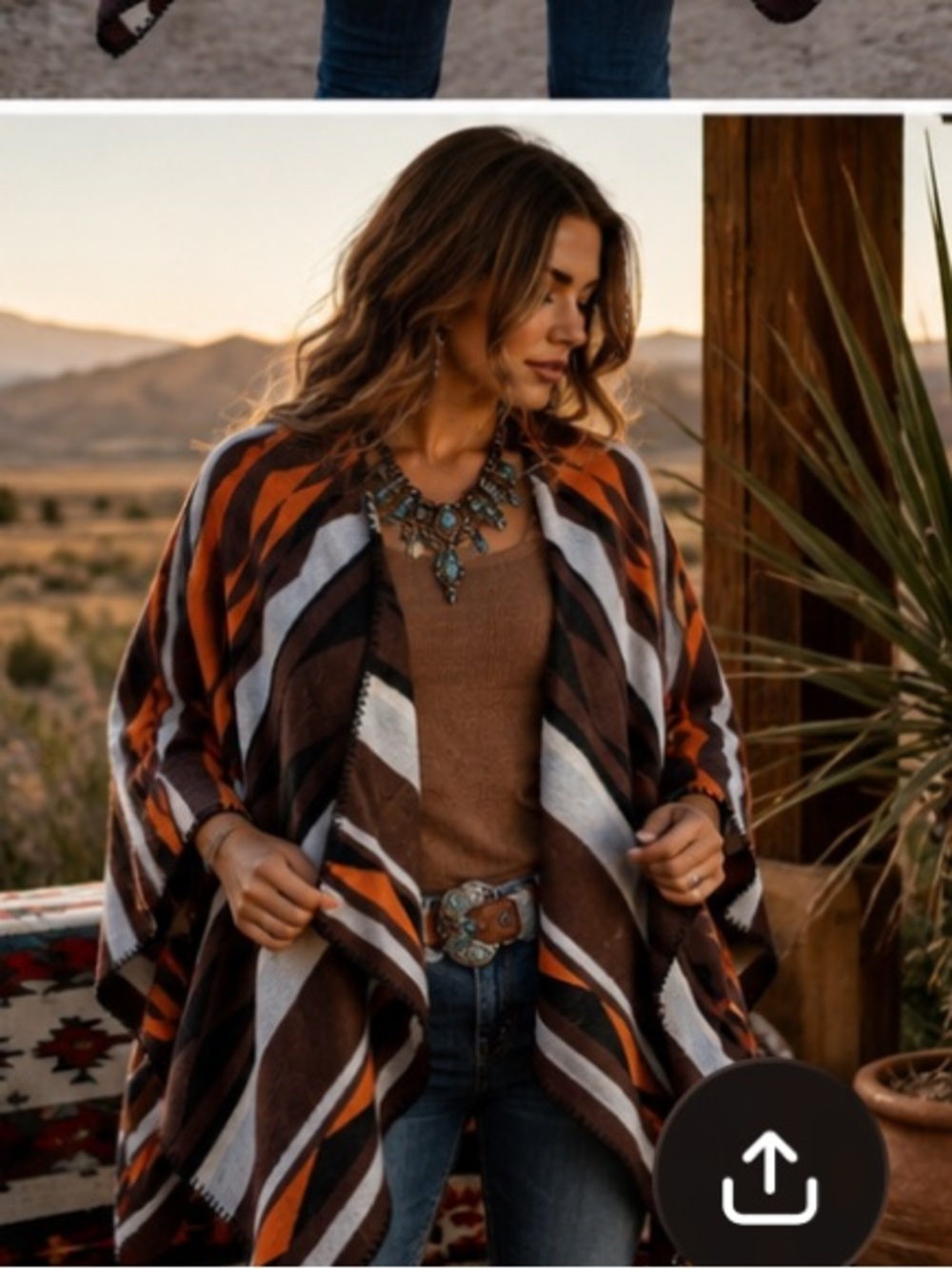 Vintage Old Navy Womens Southwestern Open Poncho Aztec Ranch Yellowstone Country